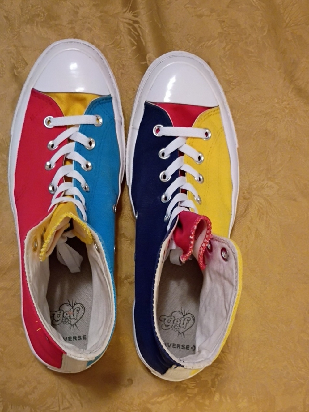 CONVERSE Multicolor High-Top Canvas  Yellow & Red & Blue Men's 11.0 Women's 13.0 - Picture 6 of 10